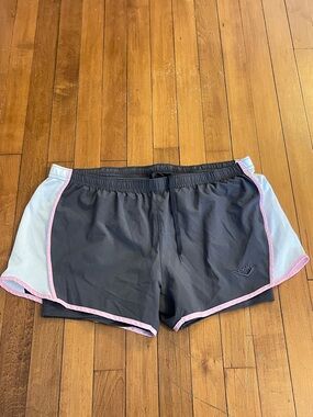 Pony Black Athletic Shorts with Pink Trim and White Panels